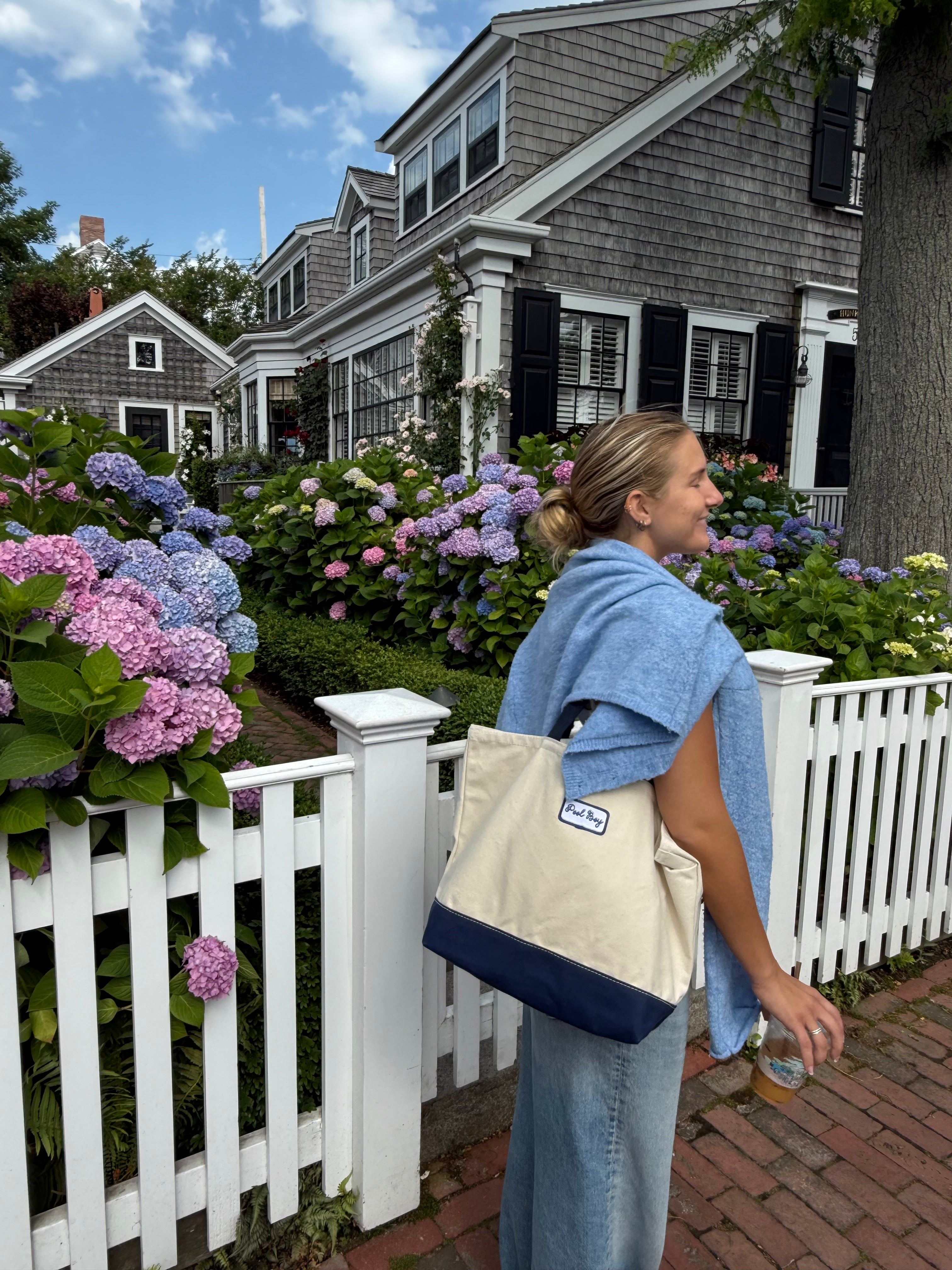 Navy Boater Tote